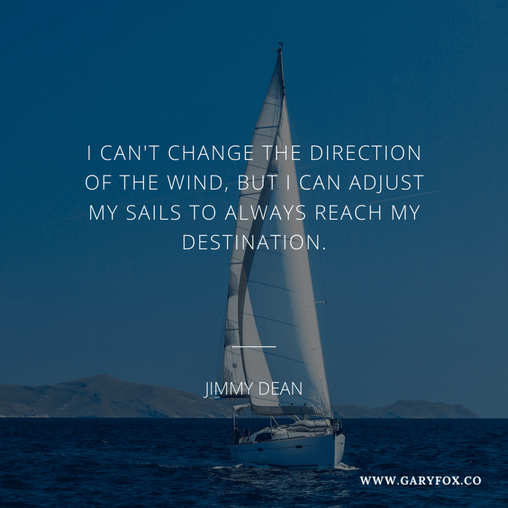 I can't change the direction of the wind, but I can adjust my sails to always reach my destination. - Jimmy Dean 2
