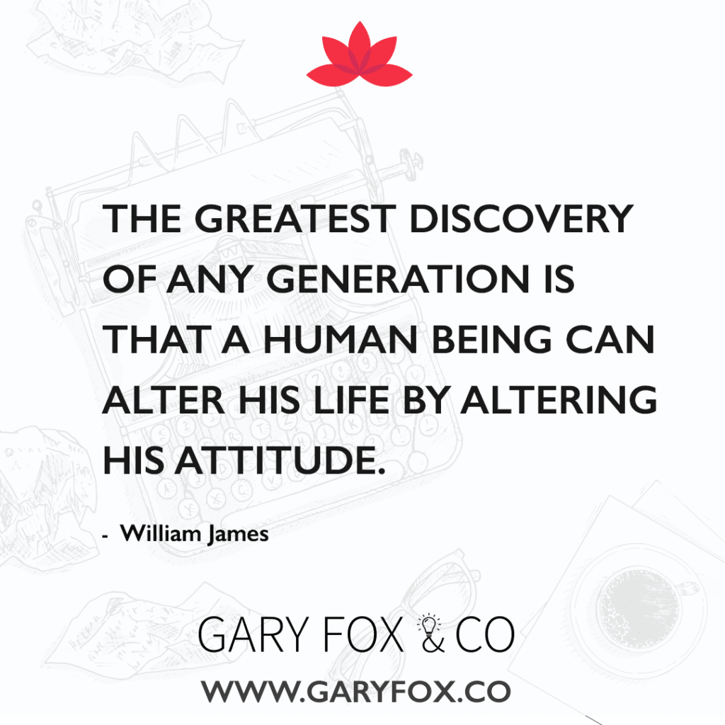 The greatest discovery of any generation is that a human being can alter his life by altering his attitude