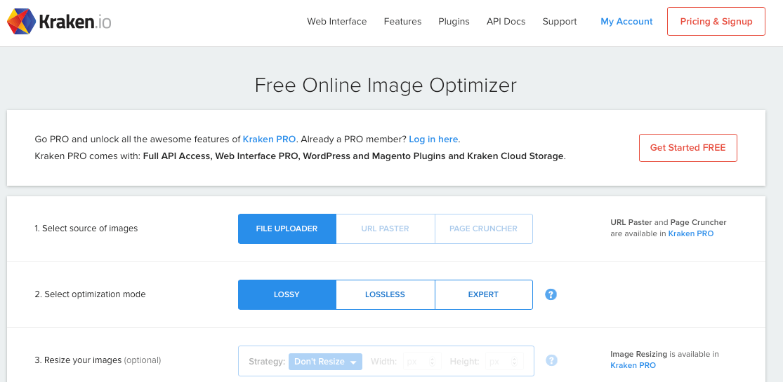 kraken optimize images tool