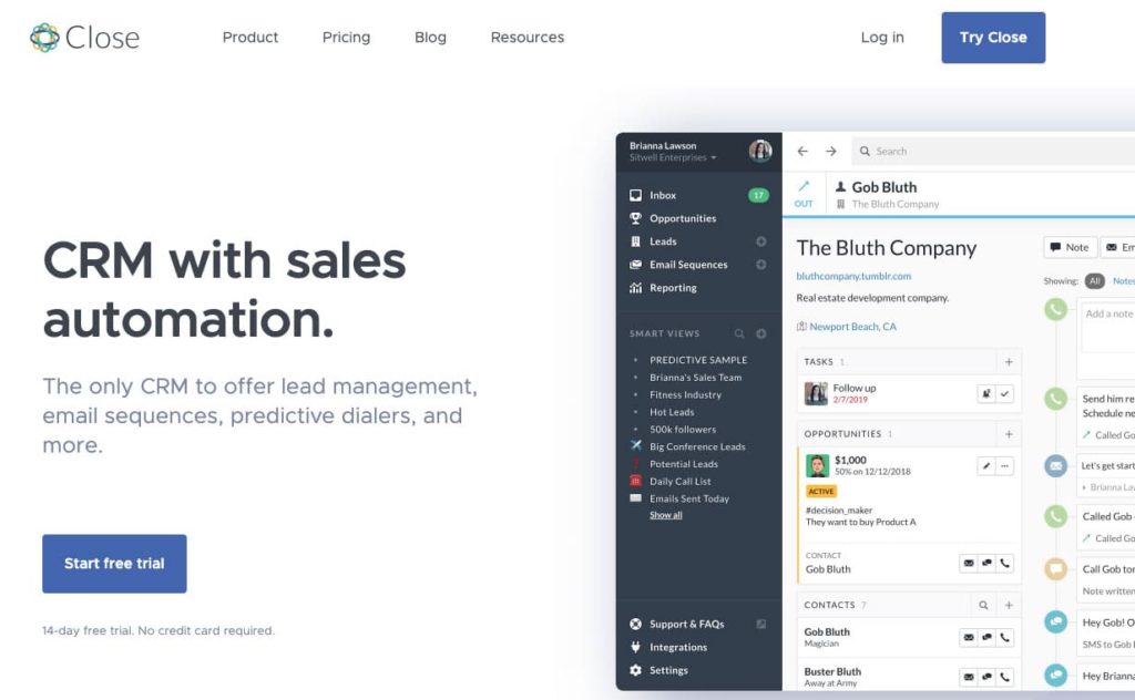 Close Crm Is A Sales-Focused Crm, Initially Created For The Internal Sales Tool