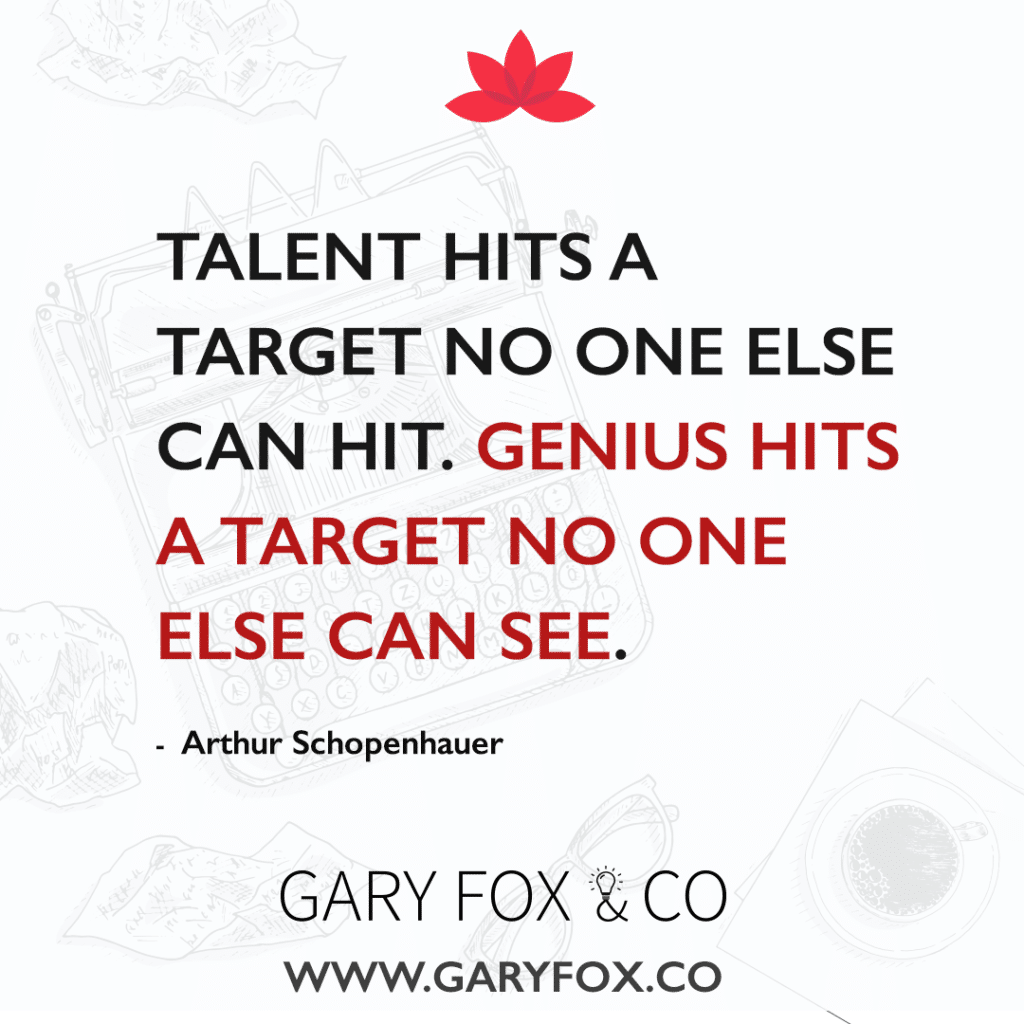 Talent hits a target no one else can hit. Genius hits a target no one else can see. #quote #creativity @garyedwardfox