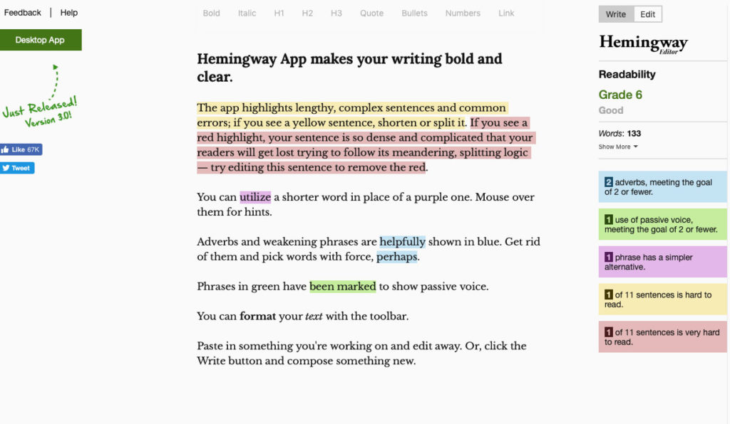 Hemingway Writing Tools For Startups