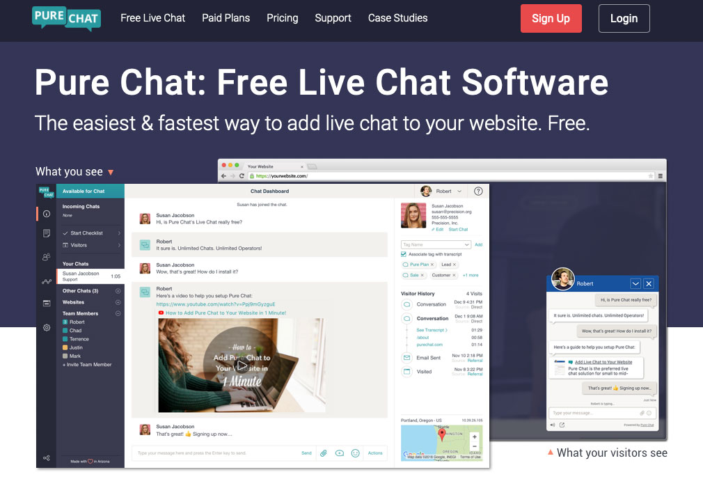 PureChat live chat software tool for startups