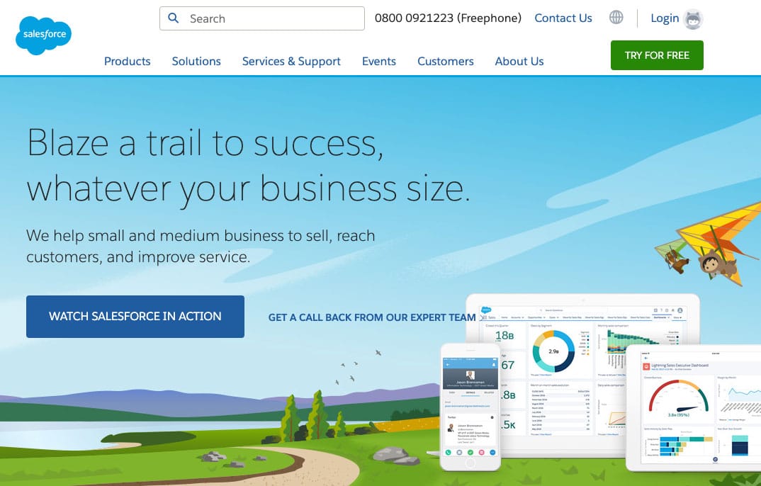 SalesForce CRM is one of the biggest and most comprehensive CRM solutions for startups