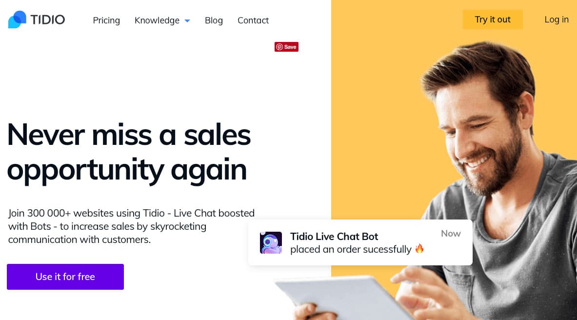 tidio live chat software for startups
