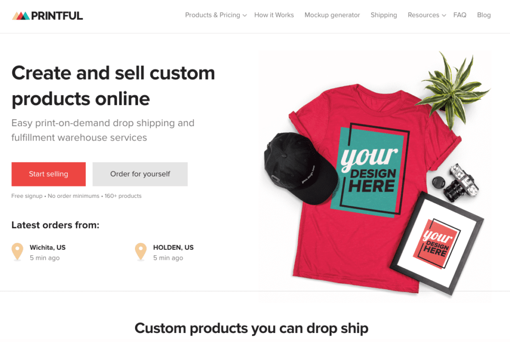 Printful create and sell custom products online