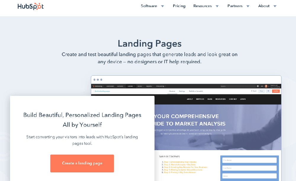 Hubspot Landing Page Builders