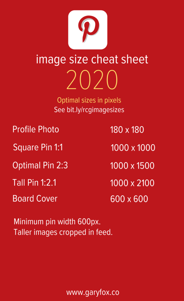 Pinterest Social Media Cheat Sheet 2020