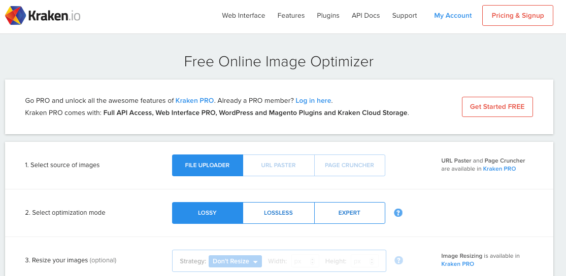Kraken images optimization Kraken Optimize Images Tool
