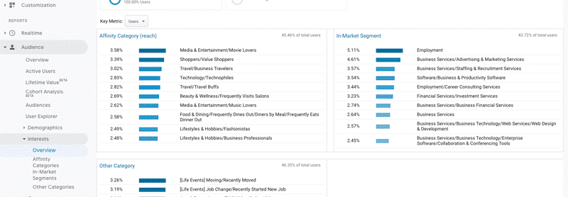 Google Analytics Interests